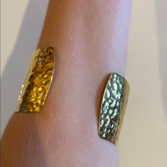Gold Hammered Bracelet - Large Costume Cuff - Picture 7 of 7